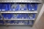 4 subjects steel shelving + bolt rack with content: including bearings, spindle motors, worm gear, bolts, nuts, nipples