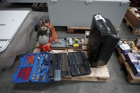 Socket set + bits / drill set + staple gun + compressor