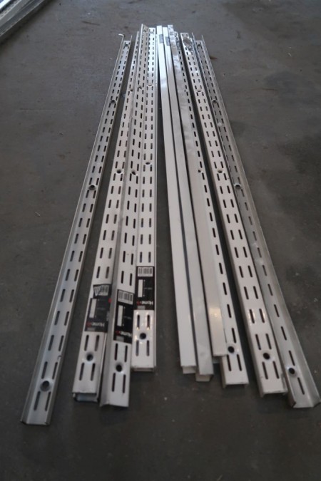 13 Stk. Schienen für Regalhalterungen, Länge 100 cm, weiß