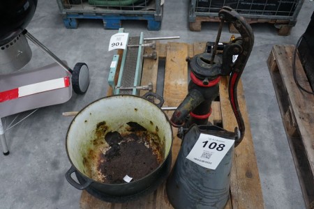Water pump + charcoal bucket + pot