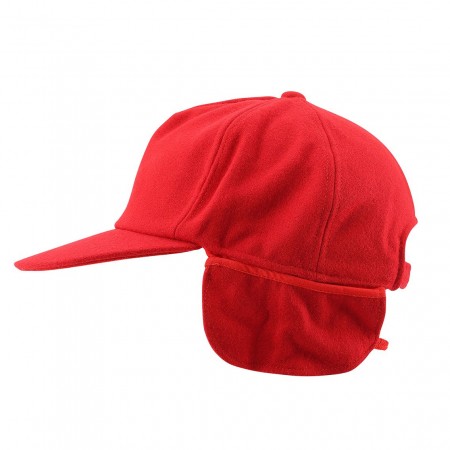 25 pcs. melton caps with flap, color: Red
