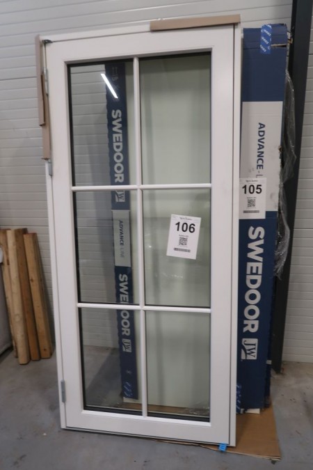 Patio door, wood / aluminum, left out, W97,5xH210 cm, frame width 13 cm, white / white