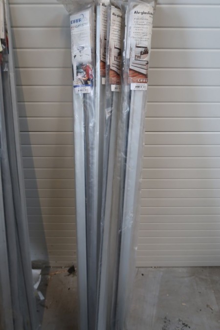 7 pcs. aluminum base glass strip, silver, GL36, length 150 cm.