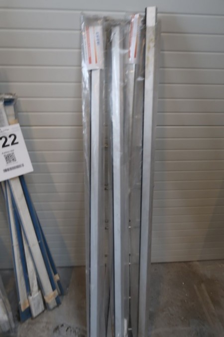 3 pieces. aluminum base glass strip, silver, length 150 cm.