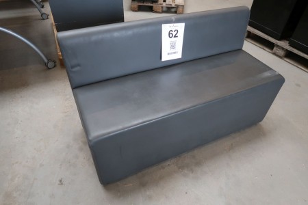 1 styk. lille læder sofa, Johanson, B120xD50xH45 / 73 cm, grå