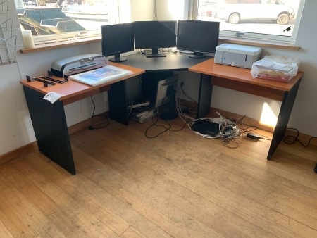 Desk with contents above table