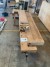 Wooden planing bench with tools