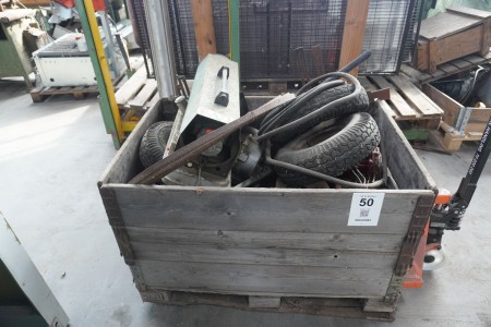 Pallet with various heating fans, tires, pumps etc.