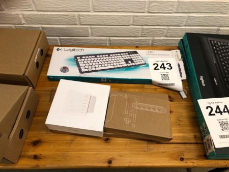 2 Stk. Tastatur, Marke: Logitech, Modell: K310 & K400 + 2 Stck. Schalter, Marke: Unifi, Modell USW Flex & USW Mini Flex