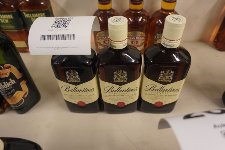 3 bottles of Ballantines whiskey