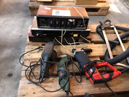 3 stk. el-værktøj + 3 stk. antikke radioer/forstærkere