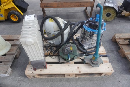 Støvsugere + luftslangeopruller + radiator 
