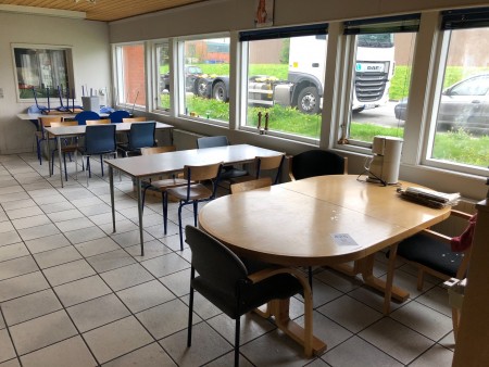 4 canteen tables with chairs.