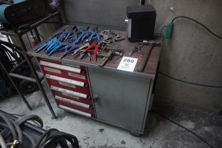 Workshop trolley with contents.