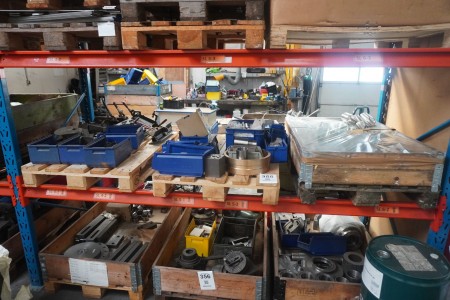 3 pallets containing various flanges, machine parts etc.