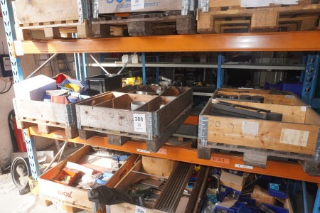 3 pallets containing various tool steels, o-rings, bolts etc.