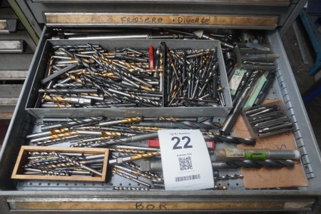 Contents in 2 drawers of various cutting tools & hand tools