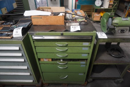 Tool cabinet with contents of various drills, rivals, clamping tools, etc.