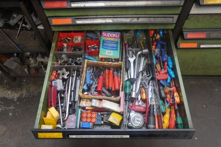 Contents in 1 drawer of various hand tools, milling irons, plates, etc.