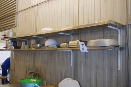 2 pcs. stainless steel shelves with contents