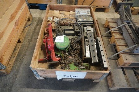 Various lifting equipment etc. on pallet