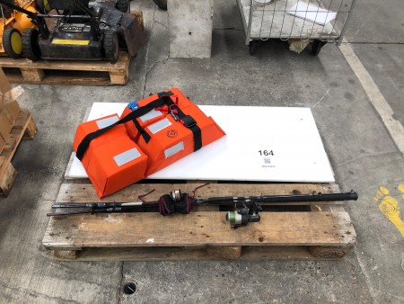Fishing rod, life jacket and industrial cutting board