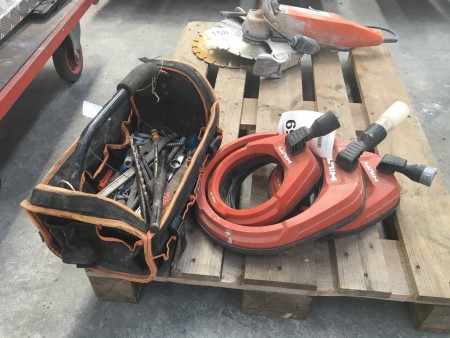 3 pieces. water collectors, brand: HILTI + toolbox with mixed tools