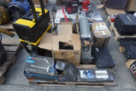 Hedge trimmer, multi-tool, tool box on wheels, radiator, etc.