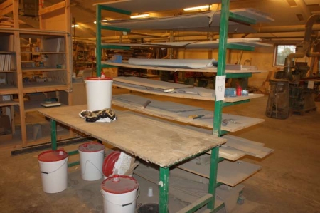 Cantilever rack on wheels with work bench