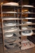 Panel rack with adjustable shelves with content (veneer) + rack with braids and adhesives