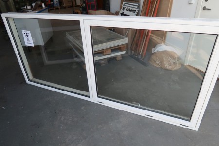 Holzfenster, B250xH109 cm, Umarmungsbreite 11,5 cm, weiß / weiß