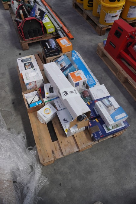 Pallet with various locks, sensors, thermostats etc.