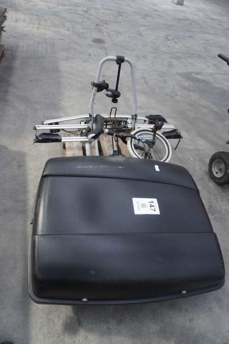 Roof box, bicycle holder and unicycle for children