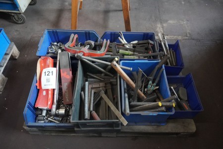 Various threaded rods, wrenches, hand tools, etc.