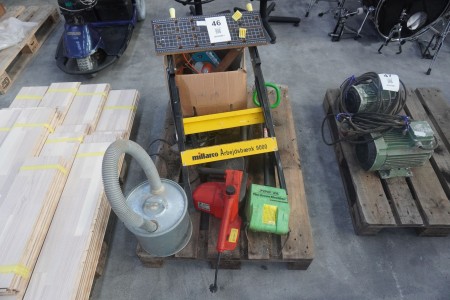 Angle grinder, circular saw, work table etc.