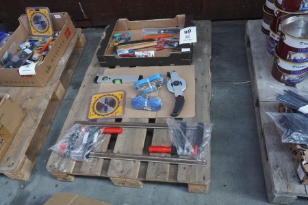 Pallet with various tool items