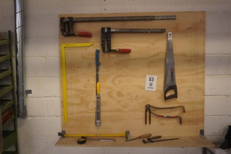 Workshop board with content incl. bookcase and 2 pcs. stole