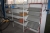 4 sections steel shelving + steel bookcase with slanted shelves + 2 x filing cabinets, 4 drawers