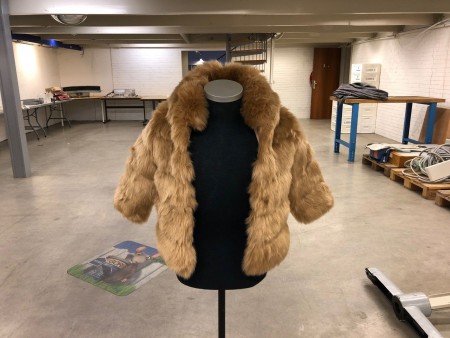 Fur jacket with hood, size 8