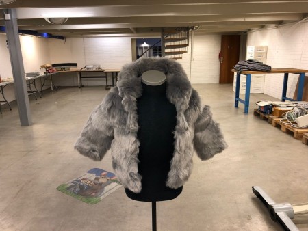 Fur jacket with hood, size 12