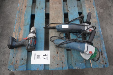 2 pcs. angle grinders + 1 pc. drill, brand: Bosch