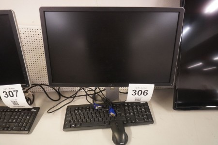 Computerskærm, mærke: DELL inkl. tastatur & mus