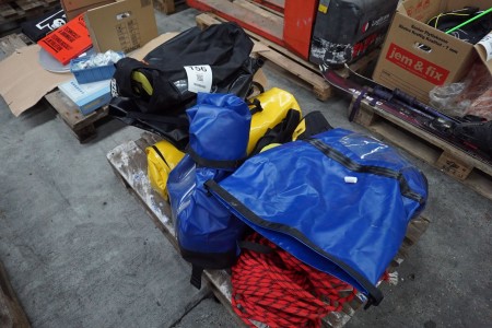 Pallet with various climbing equipment