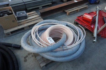 Underfloor heating hose and drain pipes with felt