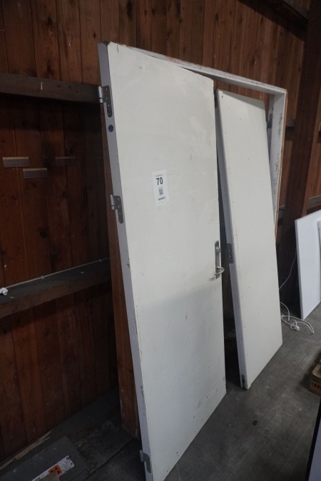 Double door with wooden frame