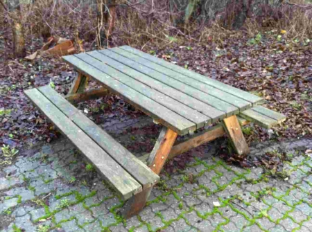 2 outdoor bench/table sets