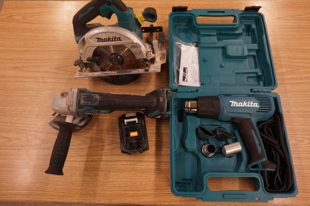 Angle grinder, circular saw, heat gun, brand: Makita