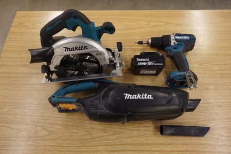 Drill, vacuum cleaner, circular saw, Brand: Makita