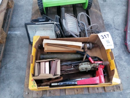 Box with various hand tools etc.