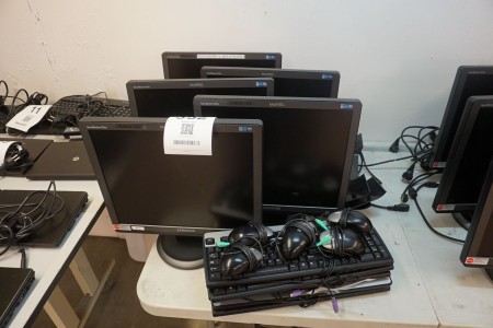 5 pieces. Computer monitors with keyboard and mouse